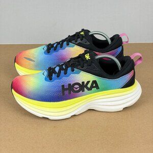 Hoka Bondi 8 Rainbow Athletic Running Shoes Womens 8 Breathable Low Top